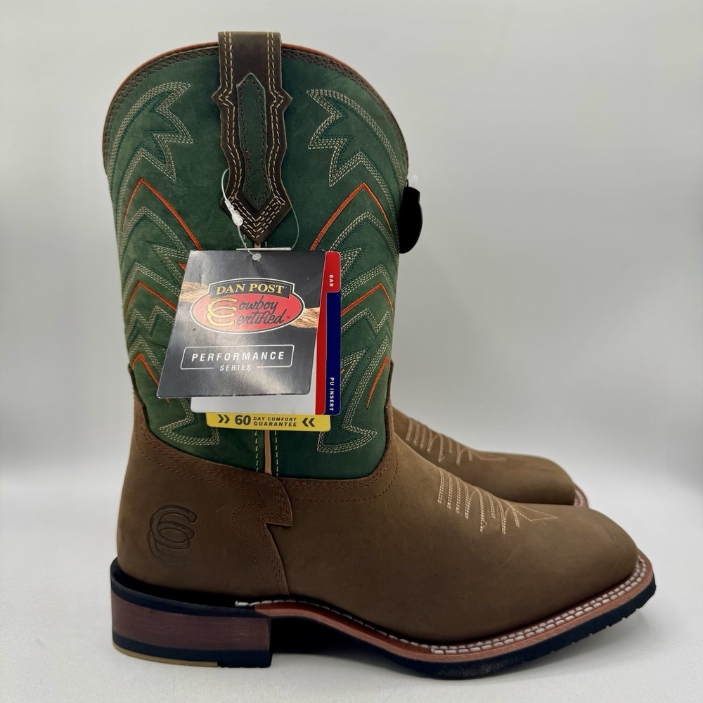 Dan Post Arrowhead Performance Boots Men's Size 12 D Brown Green Leather - Picture 15 of 16